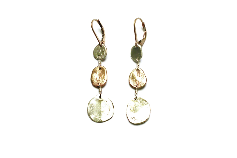 gold & silver 3 disc earrings   $210.00   item 03-029 