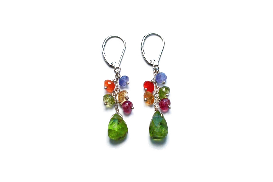 multicolour & peridot nugget earrings   $95.00   item 03-037 