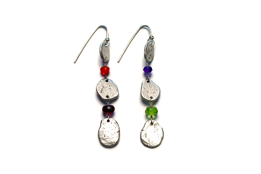 multicolour & 3 silver disc earrings   $140.00   item 03-040 