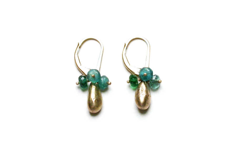 apatite & gold drop earrings   $230.00   item 03-072 