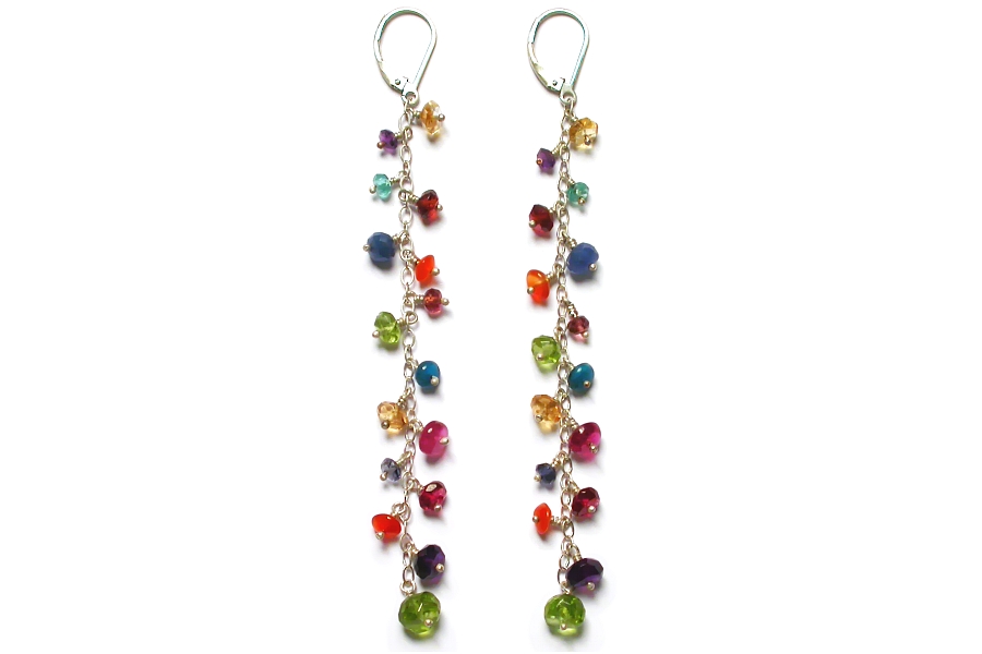 multicolour long dangle earrings   $120.00   item 04-004 