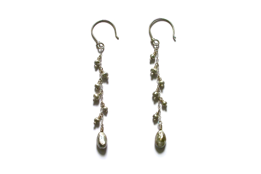 silver mini-nugget & drop earrings   $160.00   item 04-405 