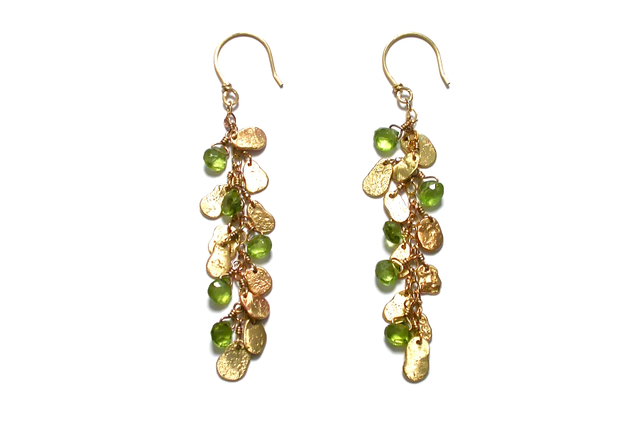 gold mini-disc & peridot briolette earrings   $695.00   item 04-413 