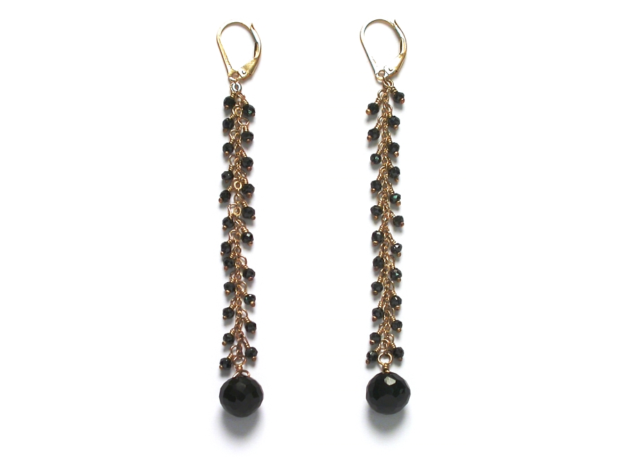extra-long onyx & black cz dangle earrings   $160.00   item 06-213 