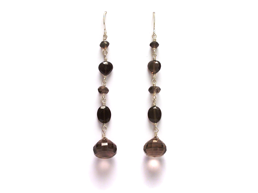 mixed smoky quartz drop earrings   $120.00   item 06-238 