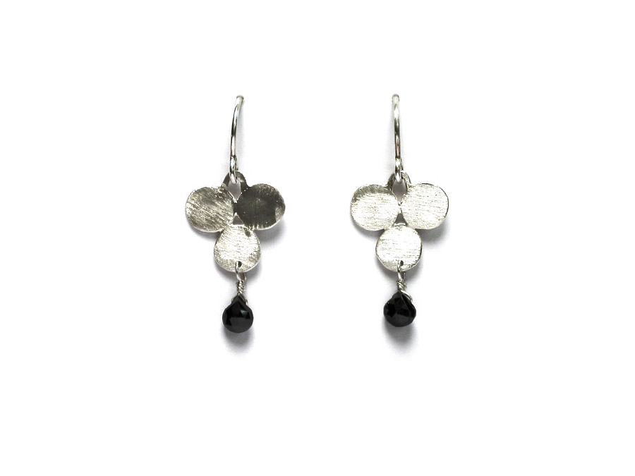 silver clover & black cz briolette earrings   $50.00   item 07-138 
