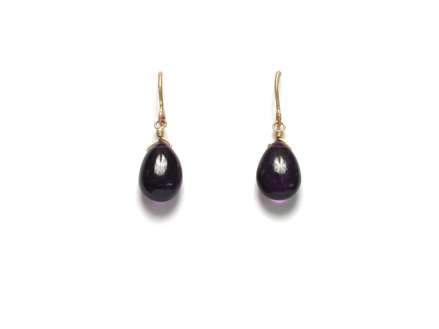 dark amethyst smooth briolette earrings   $60.00   item 07-216 