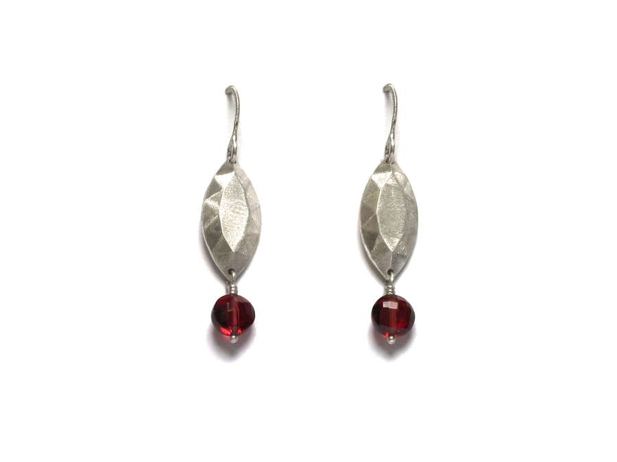 silver 'gem' marquis & garnet earrings   $120.00   item 07-235 