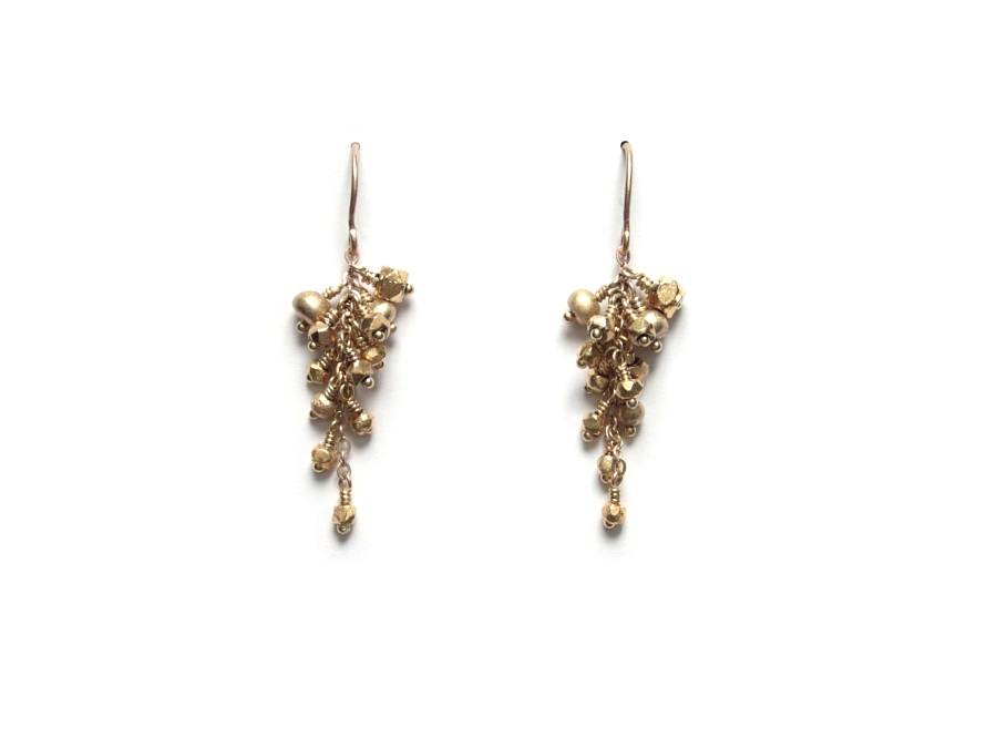 10k gold mini-nugget & faceted vermeil cluster earrings   $160.00   item 10-110 