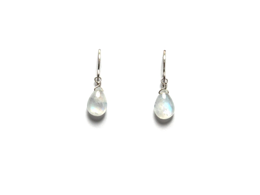 smooth rainbow moonstone briolette earrings   $40.00   item 10-124 